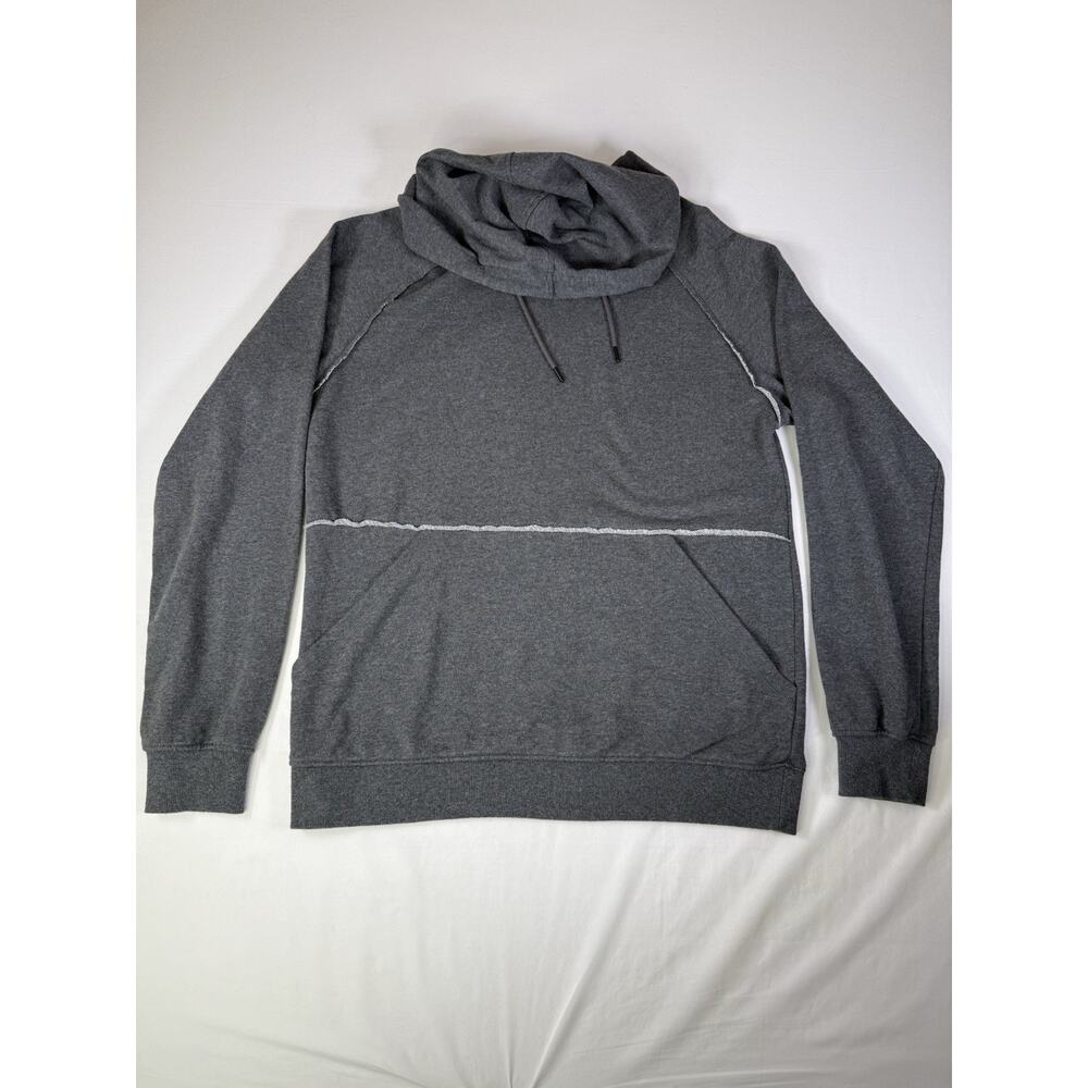 Original Use Men's Sweater Size M Pullover Hooded Gray Raw Hem Kangaroo Pocket